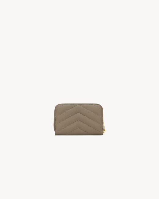 Saint Laurent Gray Zipper Coin Purse