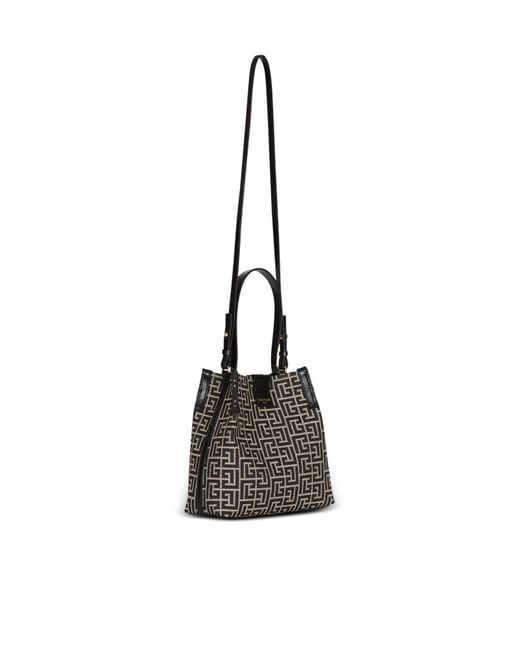 Balmain Black Jacquard Release Bucket Bag