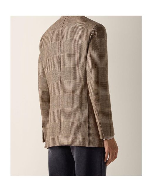 Zegna Brown And Dark Silk Linen And Wool Jacket for men