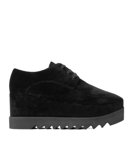 Stella McCartney Black 55Mm Elyse Velvet Platform Lace-Up Sneakers
