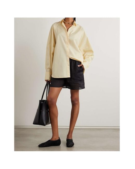 Totême Black Totme Elasticated-Waistband Straight Hem Shorts