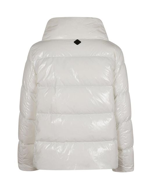 Herno Gray Padded Down Jacket With High-Gloss Finish And Oversized Collar