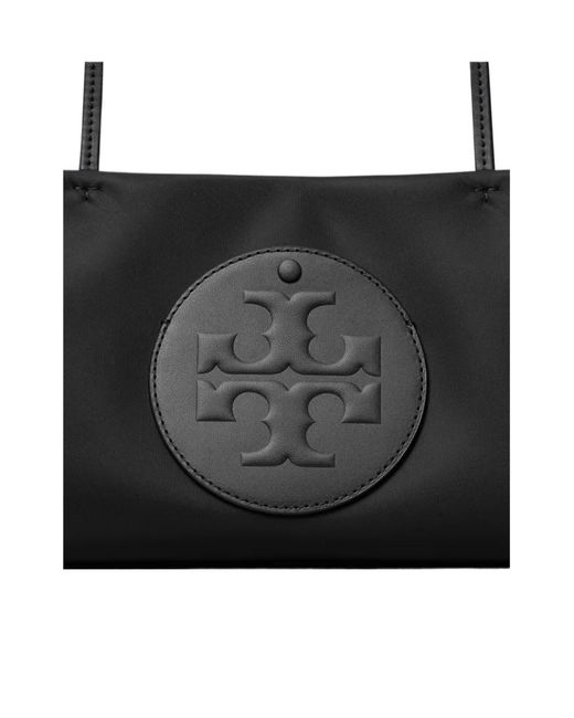 Tory Burch Black Ella Logo-Patch Shoulder Bag