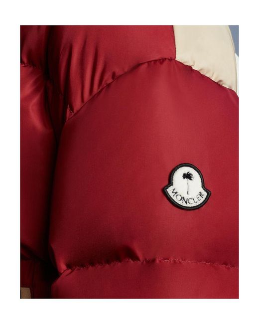 Moncler Red Hooded Quilted Down Jacket