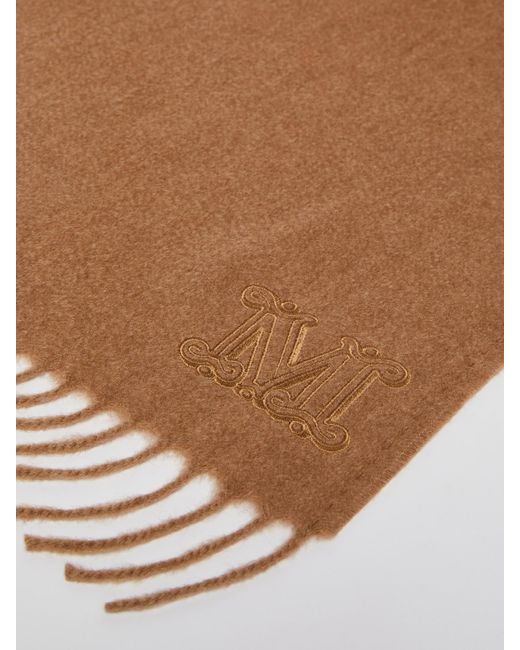 Max Mara Brown Monogram-Embroidered Camel Stole