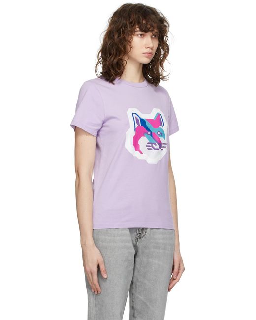 Maison Kitsuné Purple Pattern Printed T-Shirt