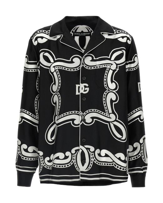 Dolce & Gabbana Black Bandanna Printed Vanity Shirt for men