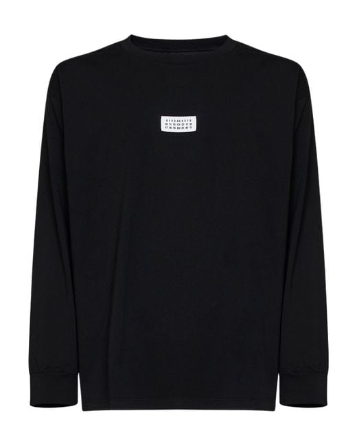 MM6 by Maison Margiela Black Logo Patch Crewneck Sweatshirt for men