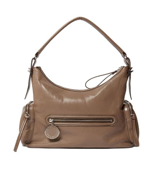Stella McCartney Brown Dartmoor Cracked Patent Shoulder Bag