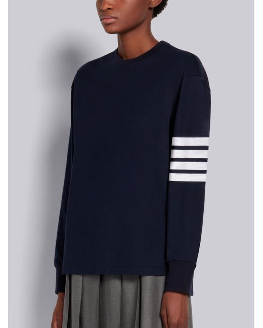 Thom Browne Blue Engineered 4-Bar Long Sleeve T-Shirt