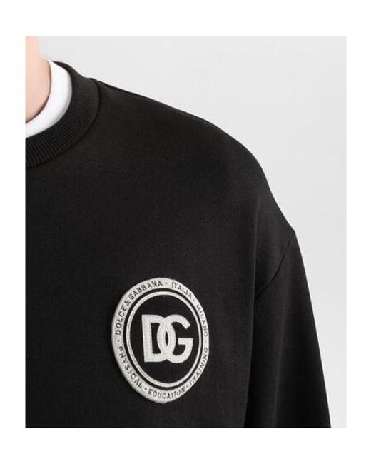 Dolce & Gabbana Black Cotton Logo-Patch Sweatshirt for men