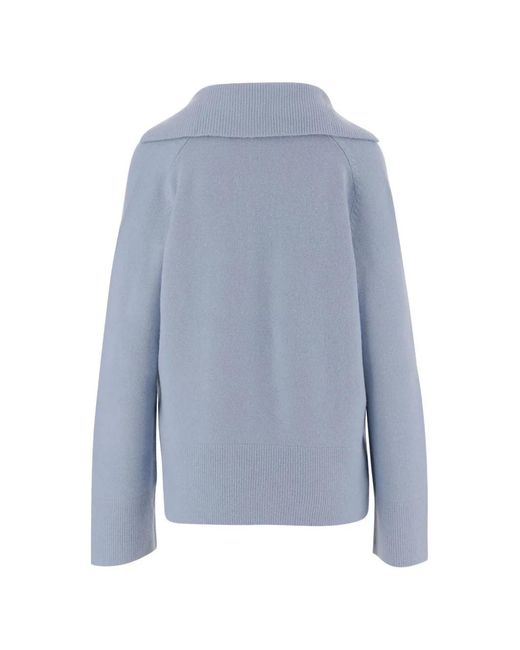 Vince Blue Ribbed V-Neck Sweater