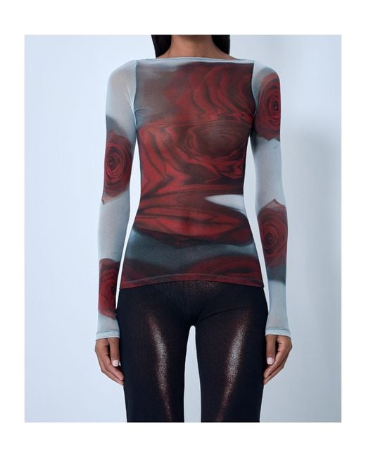 Jean Paul Gaultier Blue The Blurry Roses Top