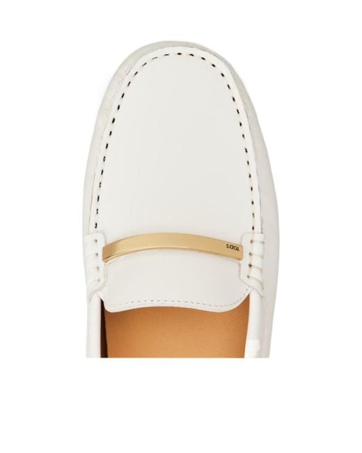 Tod's White Gommino Slip-On Driving Loafers