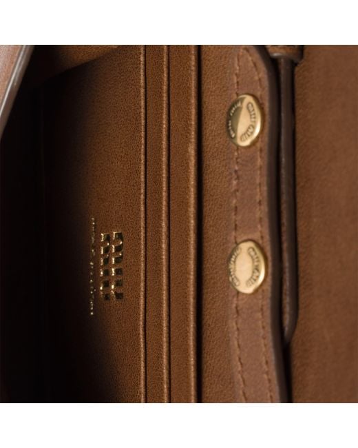 Miu Miu Brown Nappa Leather Wallet With Shoulder Strap