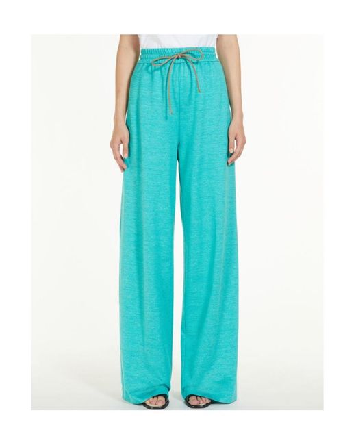 Max Mara Blue Flared Drawstring-Waist Trousers