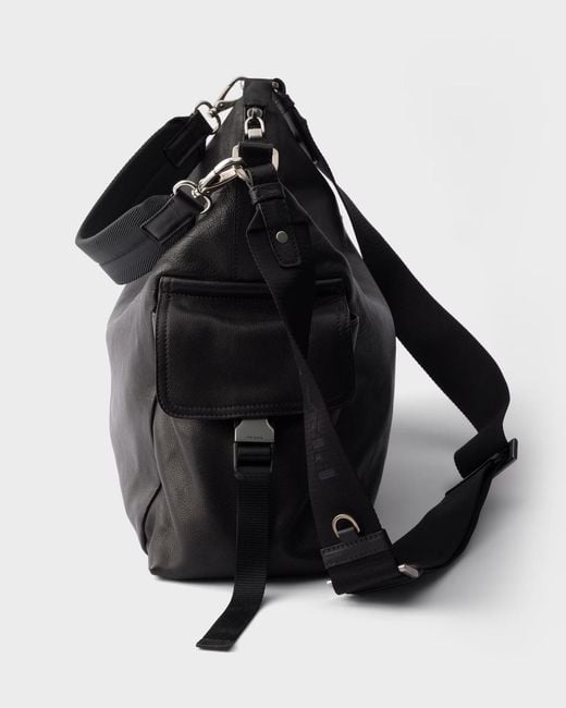 Prada Black Explore Leather Shoulder Bag for men