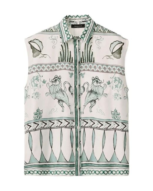 Fabiana Filippi Gray Printed Satin Twill T-Shirt