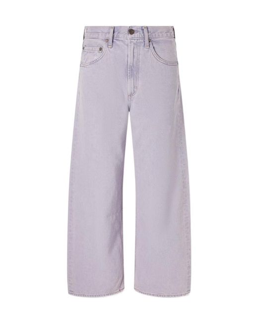 Agolde Purple High-Waisted Wide-Leg Jeans