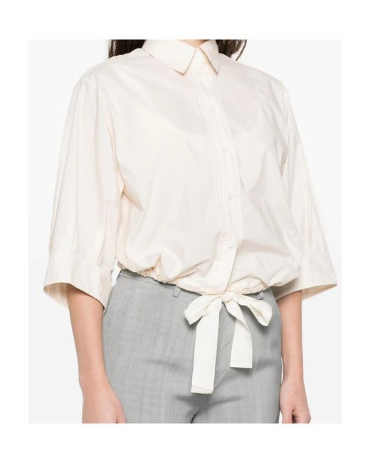 Forte_forte White Turn-Down Collar Shirt