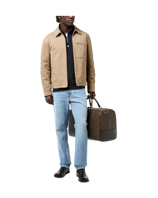 Fendi Natural Collared Zip-Up Jacket for men