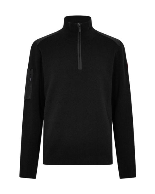 Canada Goose Black Stormont Quarter Zip Sweater for men