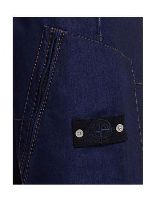 Stone Island Blue Elastic Waist Casual Pants for men