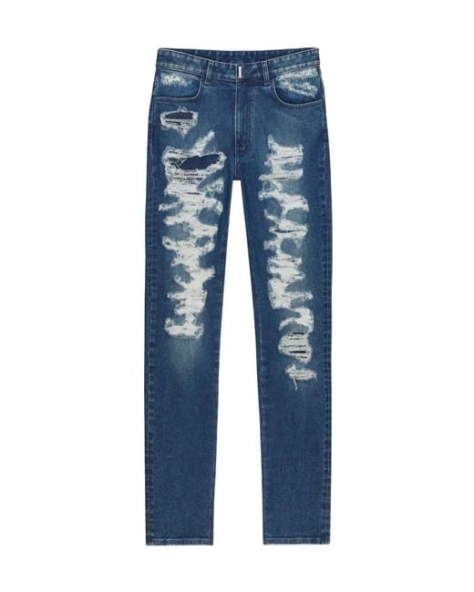 Givenchy Blue Slim Fit Destroyed Jeans for men