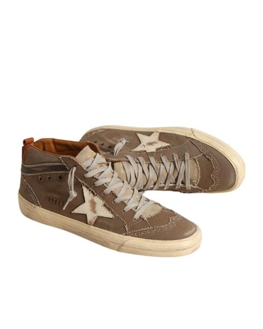 Golden Goose Deluxe Brand Brown Star Mid-Top Sneakers for men