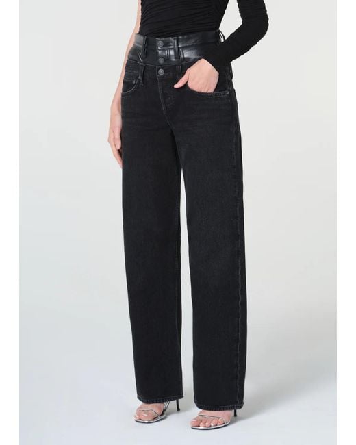 Agolde Black Elson Double-Waist Jeans