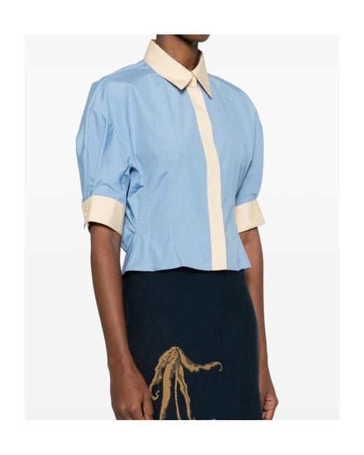 Marni Blue Collared Panelled Top