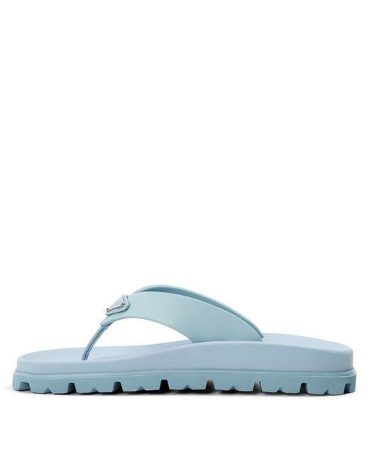 Prada Blue Soft Cage Vinyl Thong Sandals