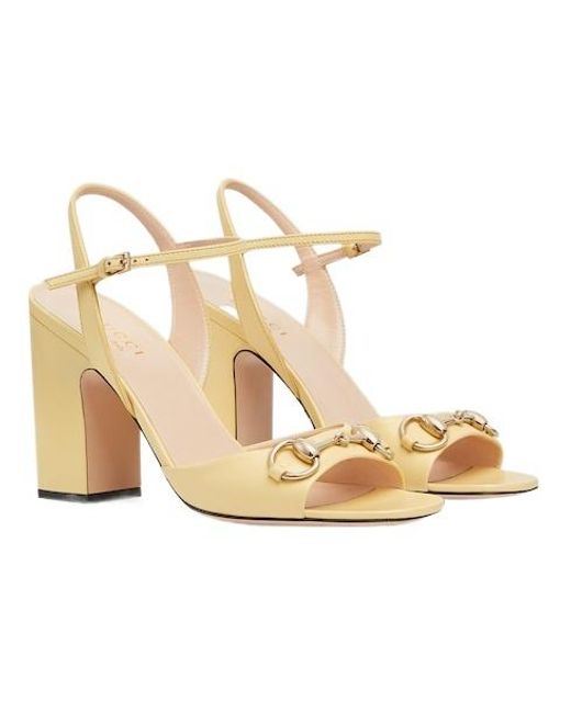 Gucci Metallic Horse Title Button High-Heeled Sandals