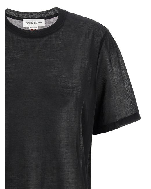Victoria Beckham Black Logo Embroidered Crewneck T-Shirt
