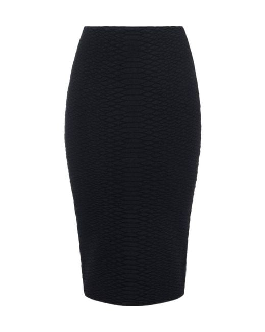 Elisabetta Franchi Black Snake-Pattern Knit Skirt