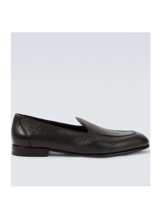 Brioni Black Appia Leather Loafers for men