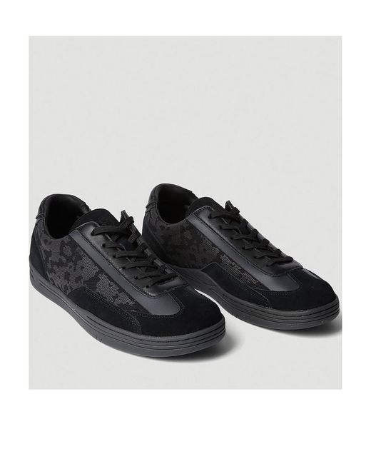 Stone Island Black Compass-Motif Low-Top Sneakers for men