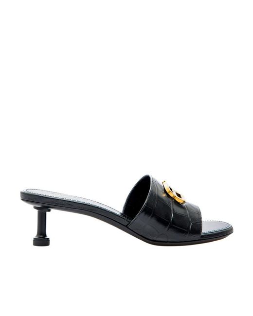 Balenciaga Black Bb Plaque Embossed Mules
