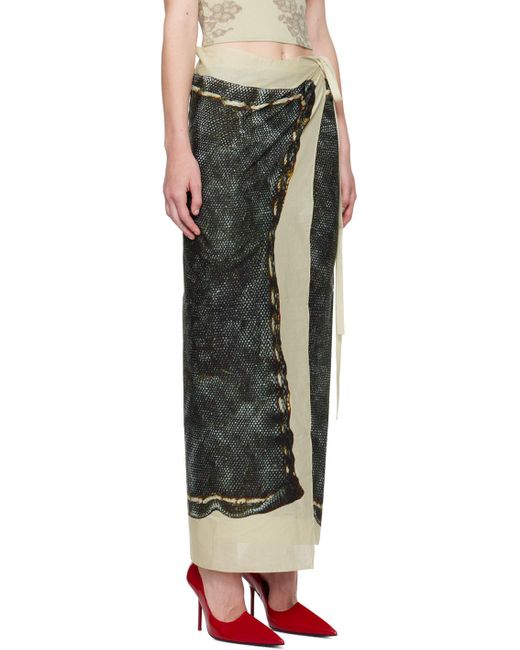 Acne Green Printed Sarong Scarf