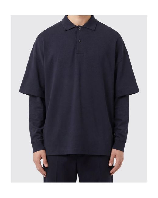 DARKPARK Blue Long-Sleeved Layered Polo Shirt for men