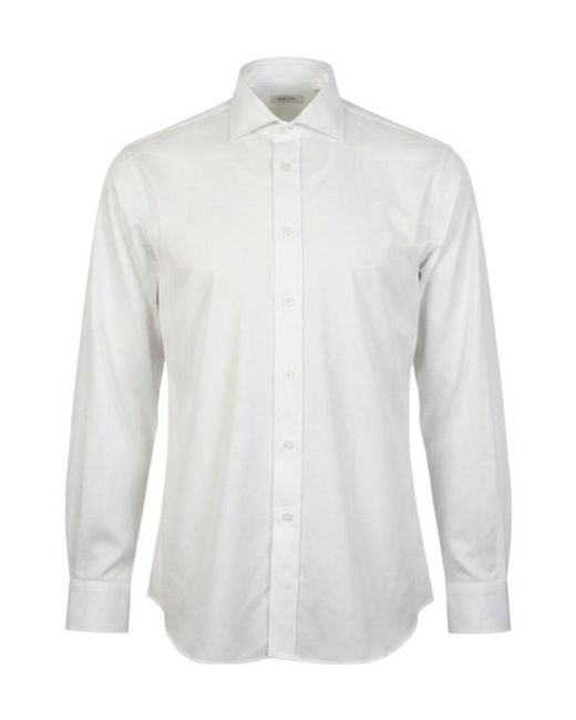 Brunello Cucinelli White Long-Sleeved Shirt for men