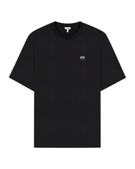 Loewe Black Logo-Embroidered Cotton T-Shirt for men