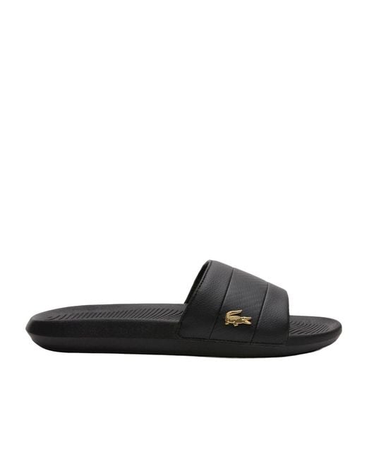 Lacoste Black Metal-Decorated Slippers for men