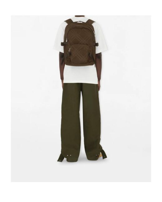 Burberry Green Checked Jacquard Zipped Backpack for men