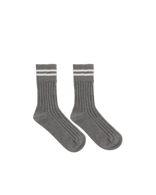 Eleventy Gray Ribbed-Knit Socks for men
