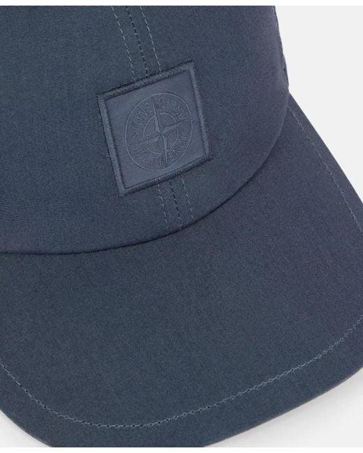 Stone Island Blue Baseball Cap With Compass Patch for men