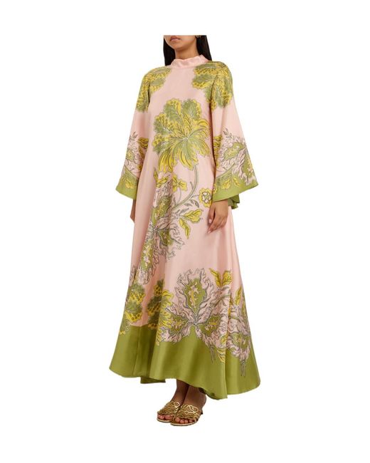 LaDoubleJ Yellow Magnifico Printed Silk Maxi Dress