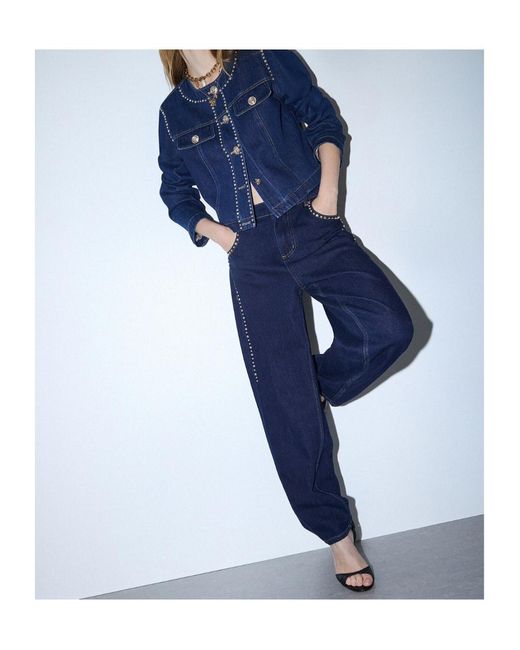 Liu Jo Blue High-Waisted Jeans With Rhinestones