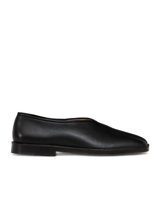 Lemaire Black Piped Square-Toe Loafers