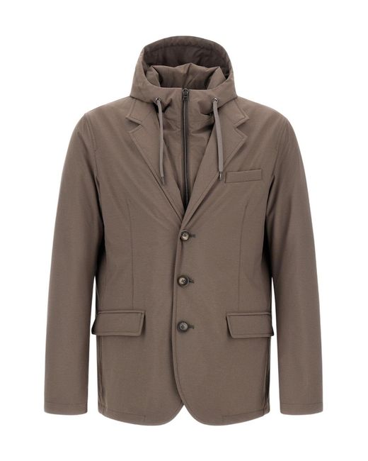 Herno Brown Comfort Stretch Resort Blazer for men